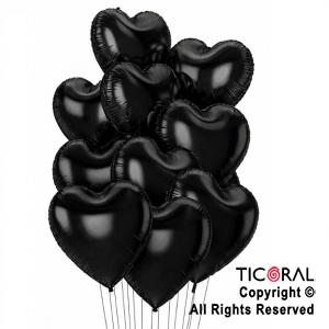SET DE GLOBOS METALIZADOS CORAZON NEGRO x 10 UNIDADES